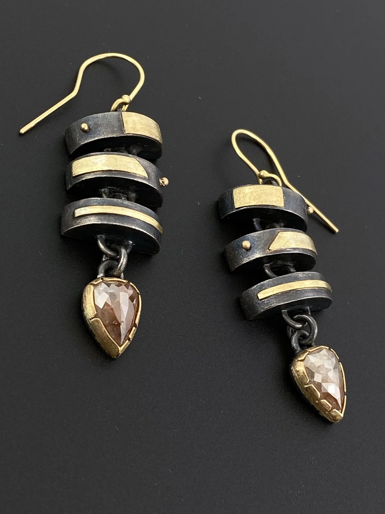 Triple Unit Earrings with Orange Diamonds 2.jpg
