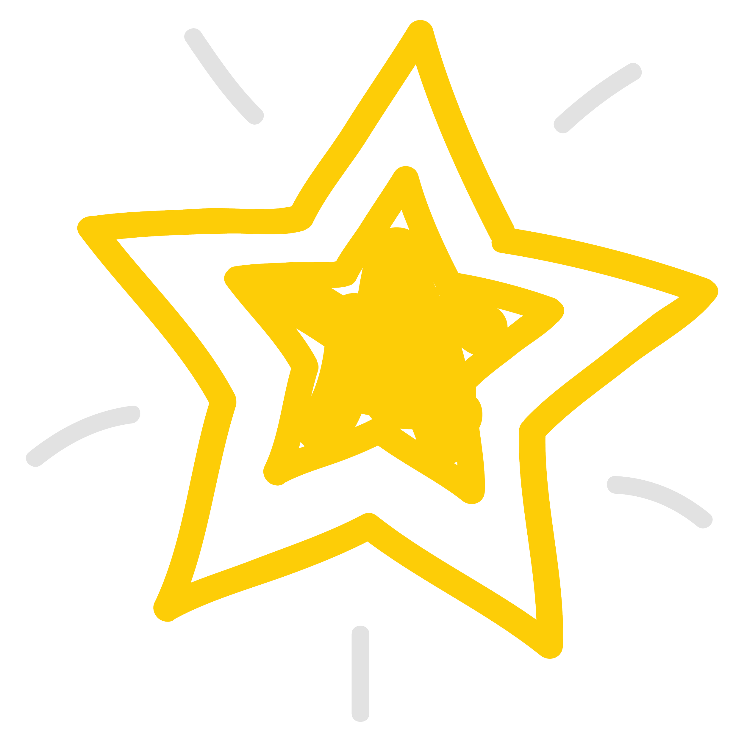 Illustration of a bright yellow star outline with radiating lines on a black background.
