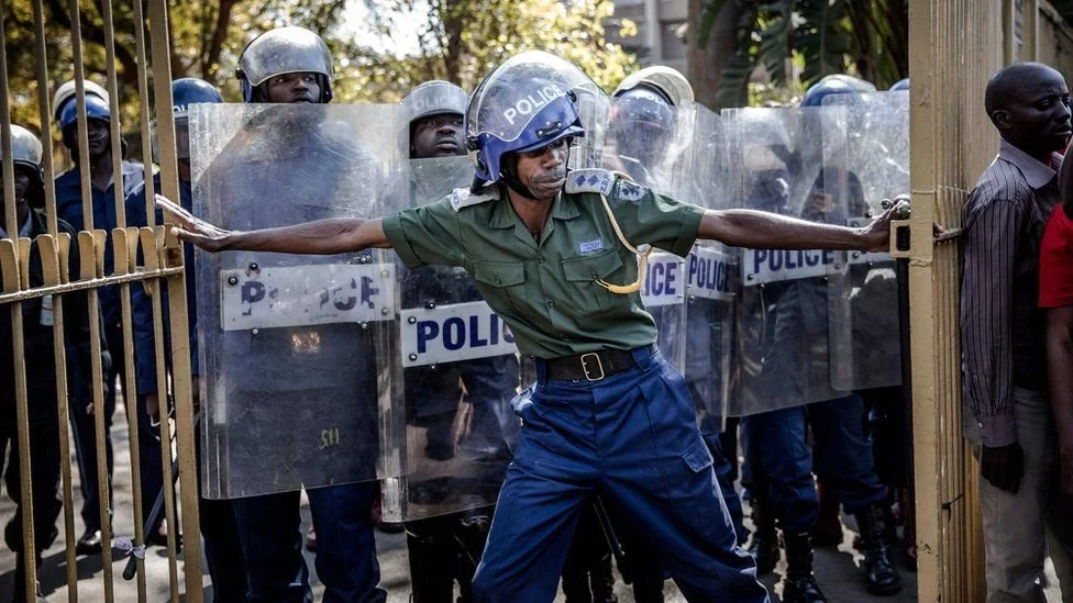  Riot police during the 2018 Zimbabwe General Election.  