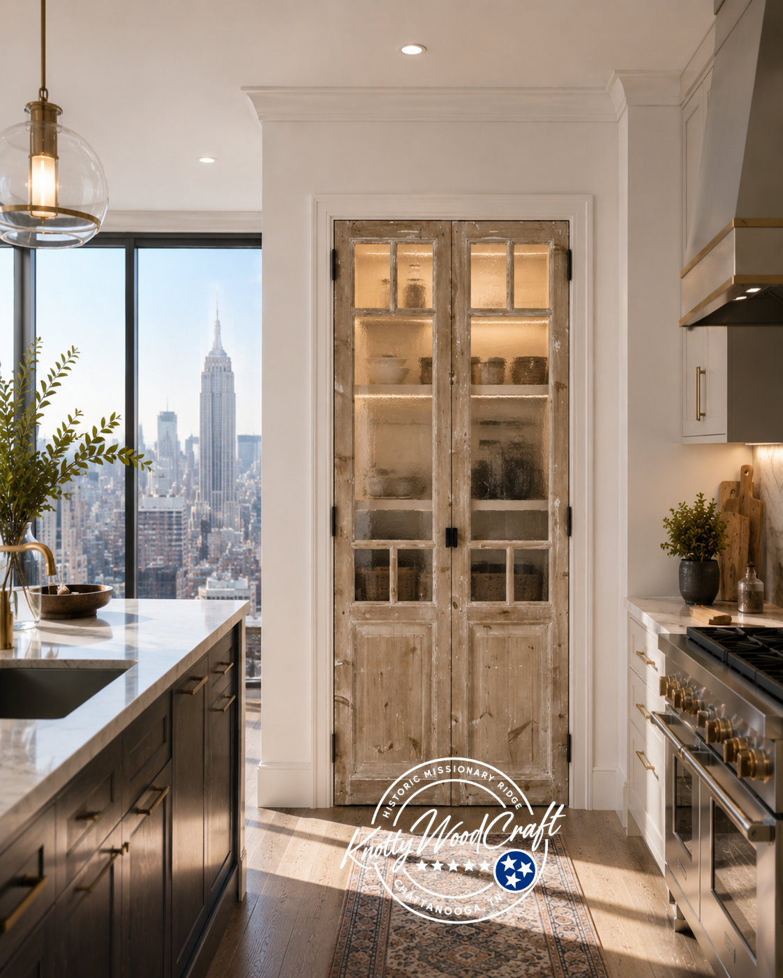 "The European" Custom French Pantry Doors with Glass