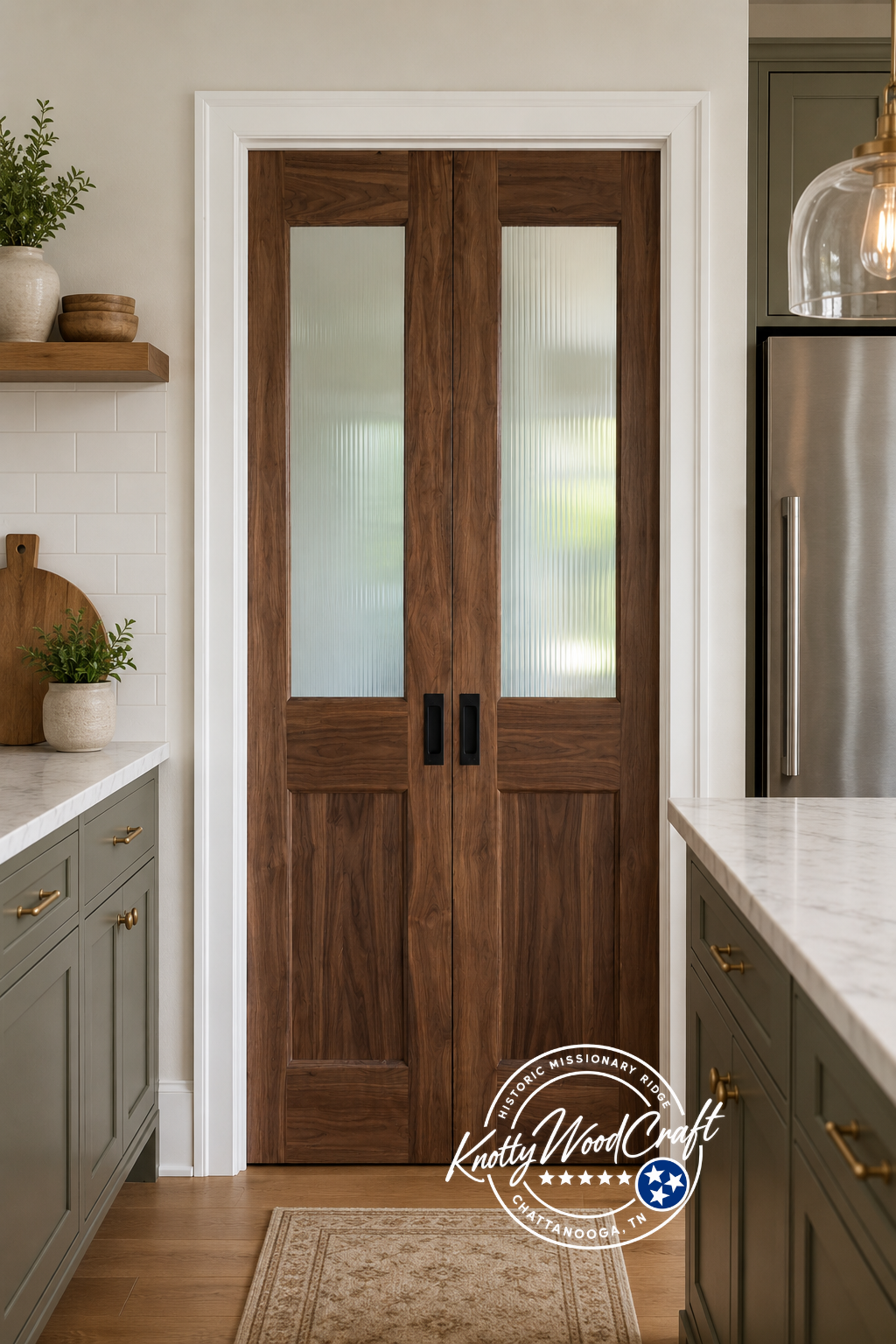 Walnut Interior French Doors "The Kyoto" – Custom Solid Wood Door for Home, Office, or Pantry