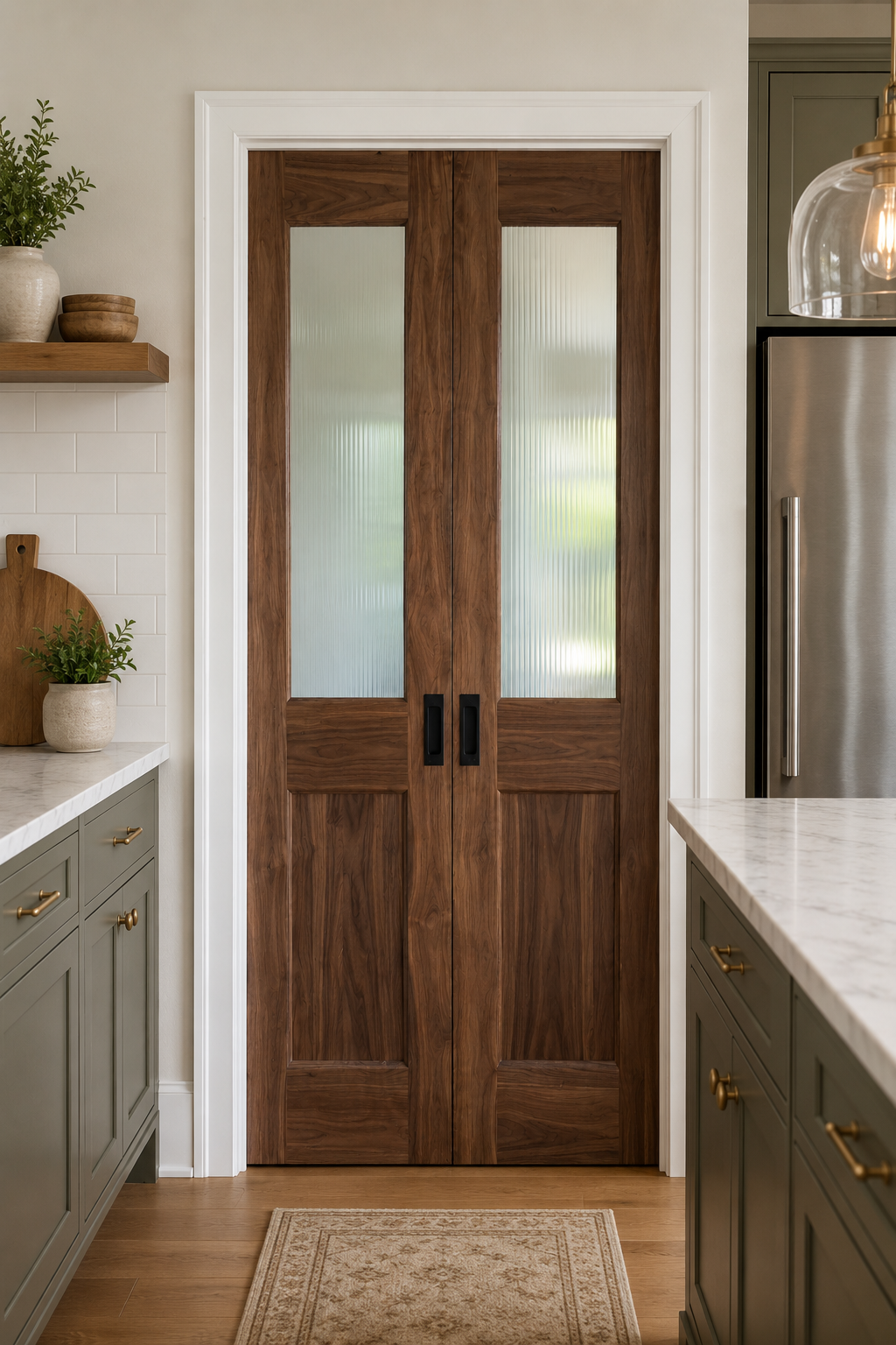 Walnut Interior French Doors "The Kyoto" – Custom Solid Wood Door for Home, Office, or Pantry