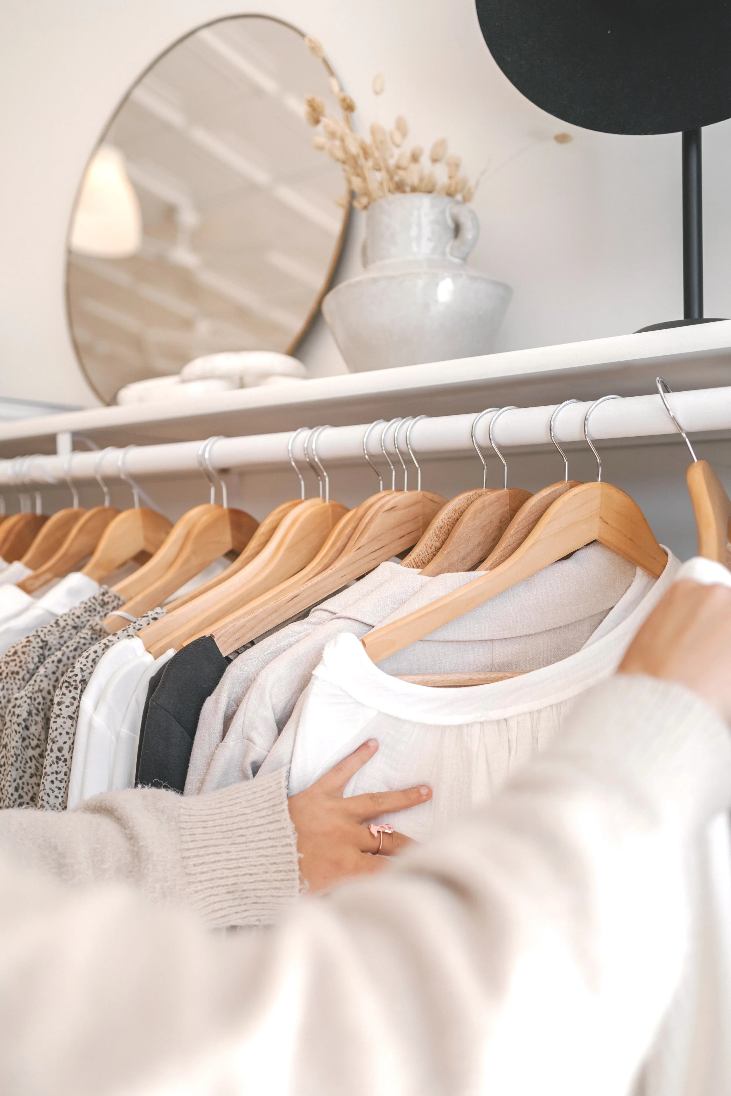 Hagl clothes on a hanging rack
