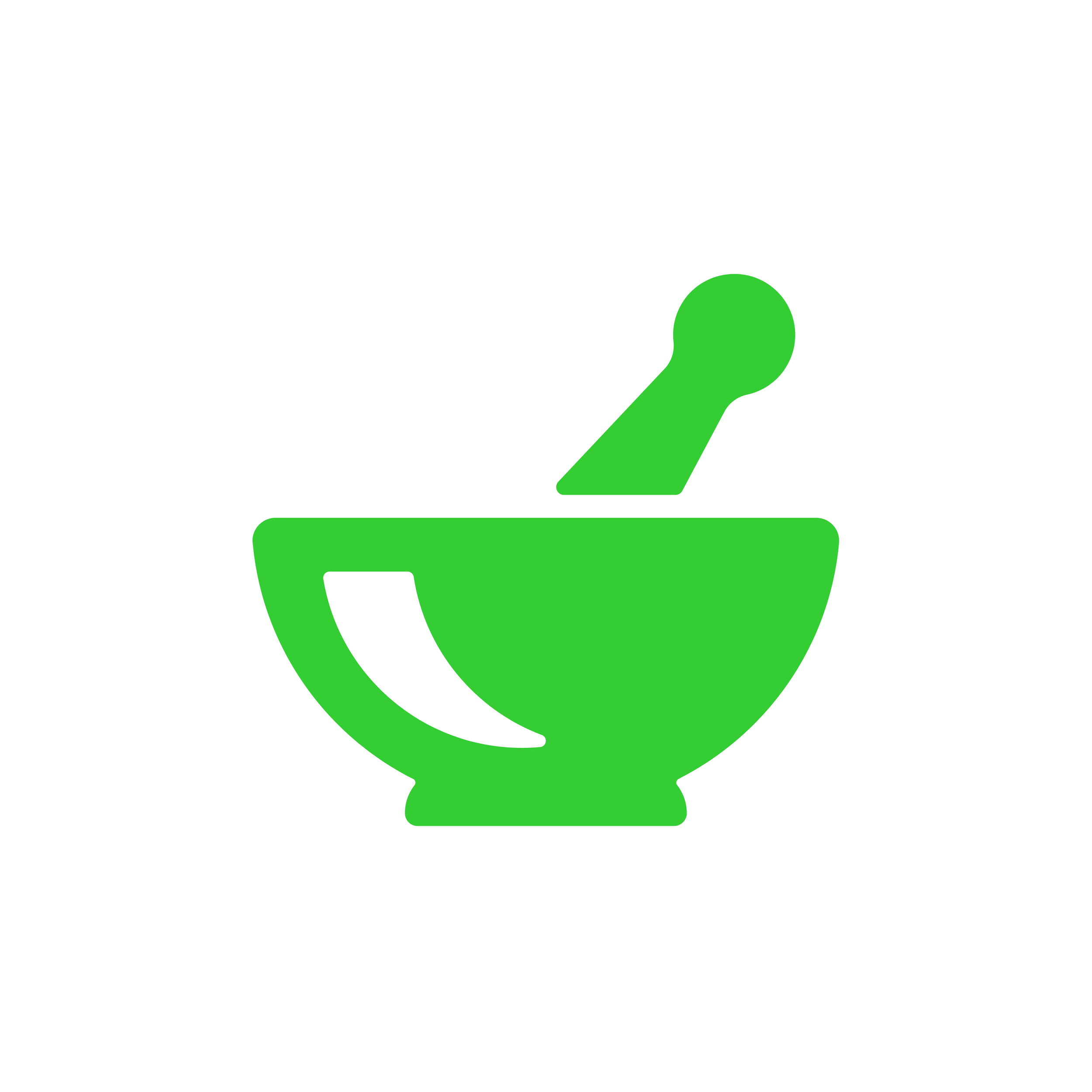 A simple illustration of a green watering can with a round body and a handle, depicted in a flat design style.
