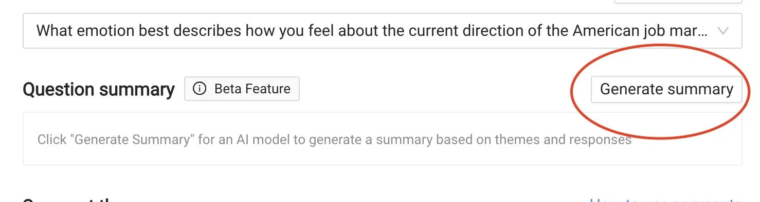 Fathom dashboard image showing where to generate Survey Summaries.
