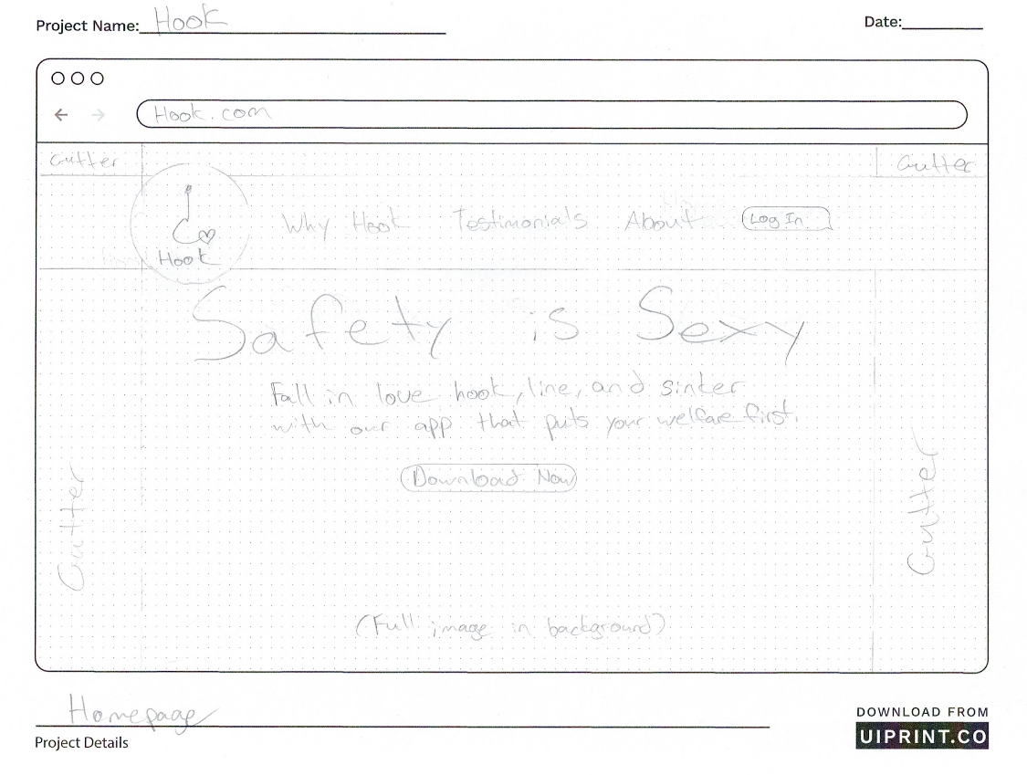 The final design for Hook's webpage.