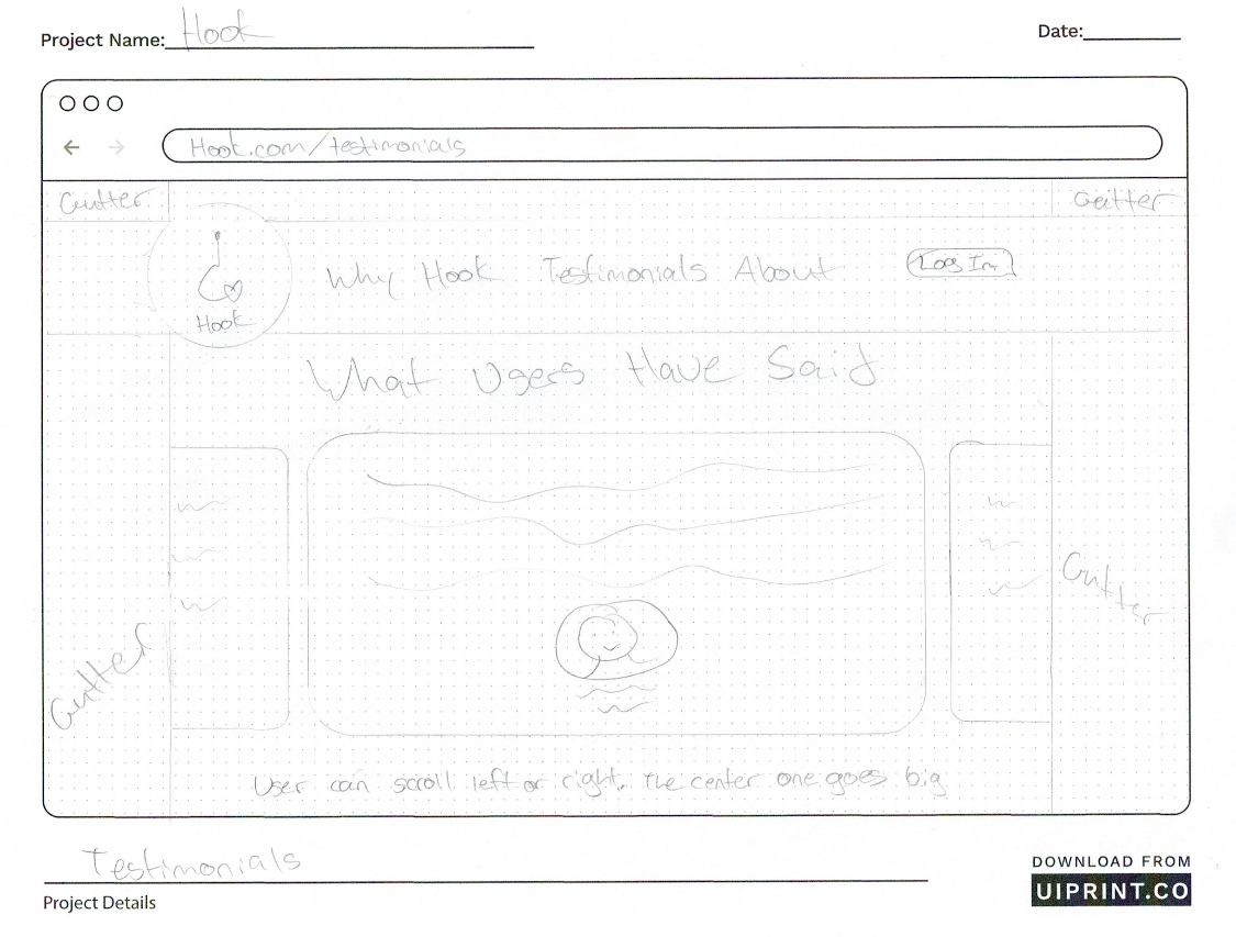 The final design for Hook's webpage.