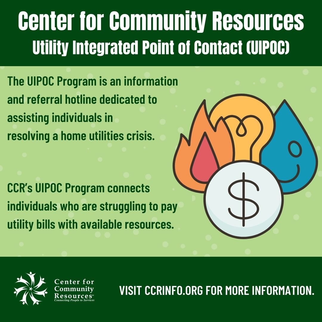 Hard times can affect us all, and there is no shame in asking for help. CCR offers utility assistance, which can connect you to helpful local services. For more information on utility assistance, visit CCRINFO.org.

#ConnectingPeopleToServices #CCR #