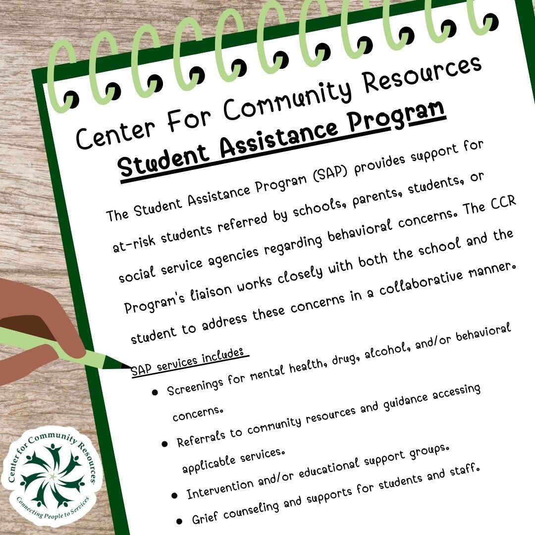 Students can sometimes struggle with their mental health or specific behaviors that ultimately interfere with their learning. CCR's Student Assistance Program (SAP) staff works with students, parents/guardians, and schools to create a plan that provi