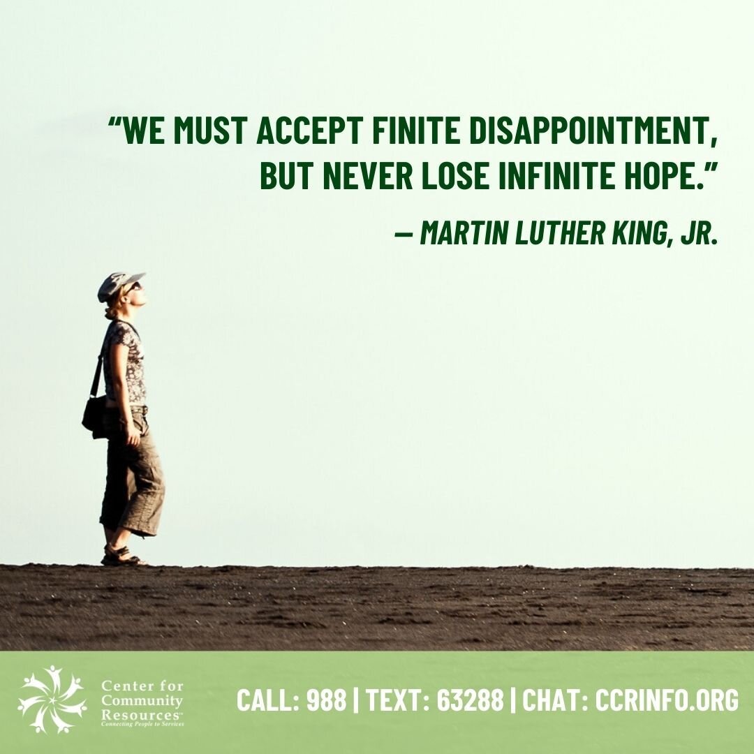 If you or someone you know needs help,

Call: 988

Text: 63288

Chat: ccrinfo.org

 

#ConnectingPeopleToServices #NonProfit #Crisis #Hope #Help