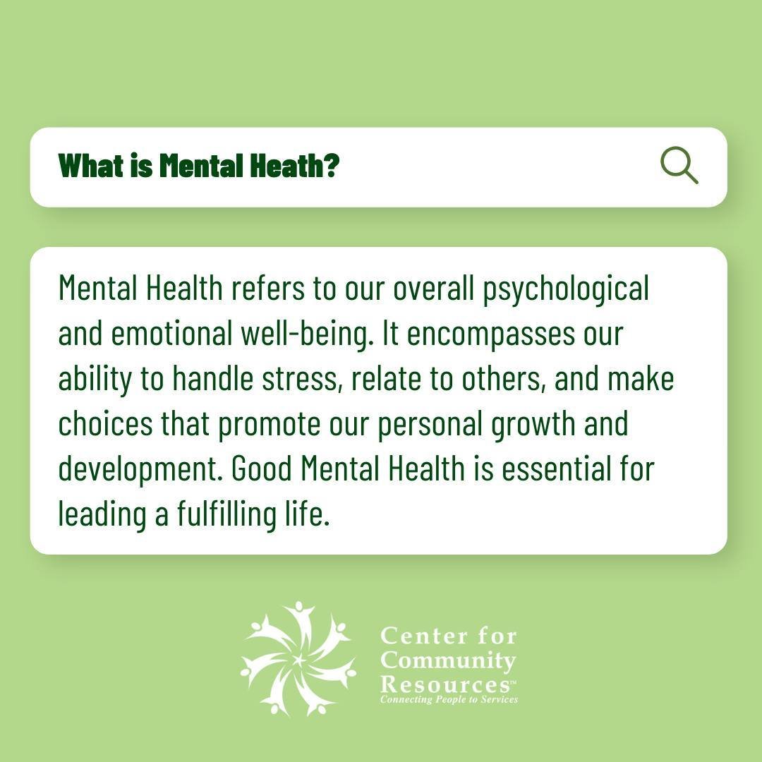 You may ask yourself, what is Mental Health? Having a definition can help you understand, advocate, and grow!
Connecting People to Services
#ConnectingPeopleToServices #MentalHealth #MentalHealthAwareness
Source: https://www.cdc.gov/mentalhealth/lear