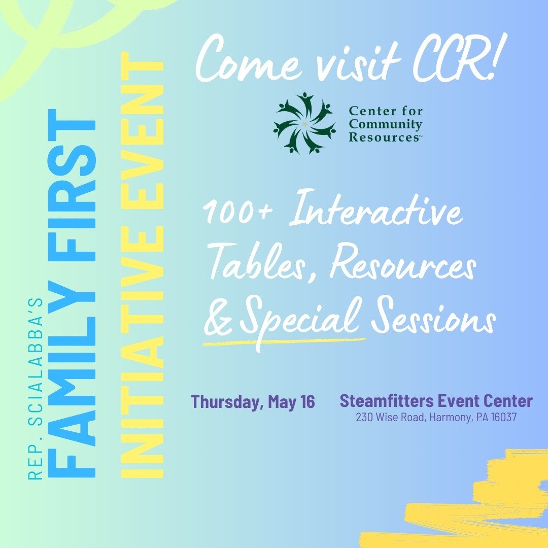 Today&rsquo;s the day! Come find CCR team members at Representative Scialabba&rsquo;s Family First Initiative Event in Harmony, PA! 

We are joined by over 100 other interactive tables, resources, and special sessions to share information about the s
