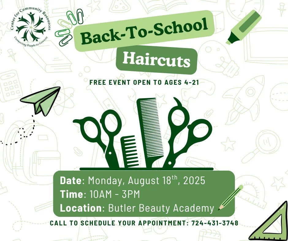 Get ready for the new school year with a fresh haircut! 

Center for Community Resources and Butler Beauty Academy are hosting a FREE back-to-school haircut event! This event is by appointment only and open to youth ages 4&ndash;21.

Call Center for 