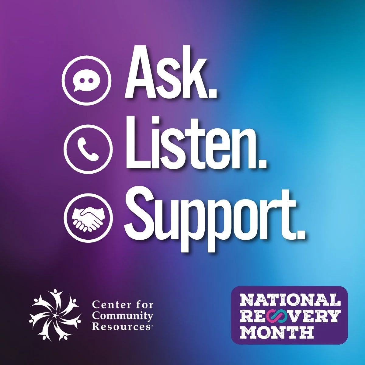 This #RecoveryMonth2025, check in with someone in recovery. Ask what brings them joy, what gives their life meaning. Remind them they are not alone. 

Explore ways to give support: samhsa.gov/find-support/helping-someone

To see what CCR services are