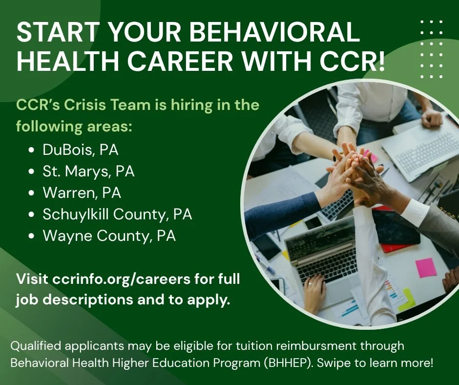 Center for Community Resources is looking for dedicated individuals to join our Crisis Team and make a difference in their communities. We have both full-time and casual positions available with a variety of shifts and schedules to fit your needs.
El