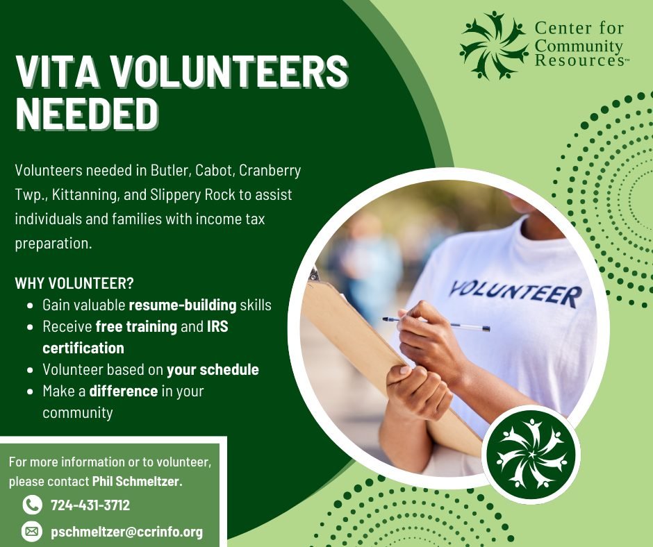 Want to make a difference this tax season? Join CCR&rsquo;s VITA team!
The Volunteer Income Tax Assistance (VITA) program helps local households earning under $60,000 file their taxes for free. VITA can also provide financial literacy and resource co