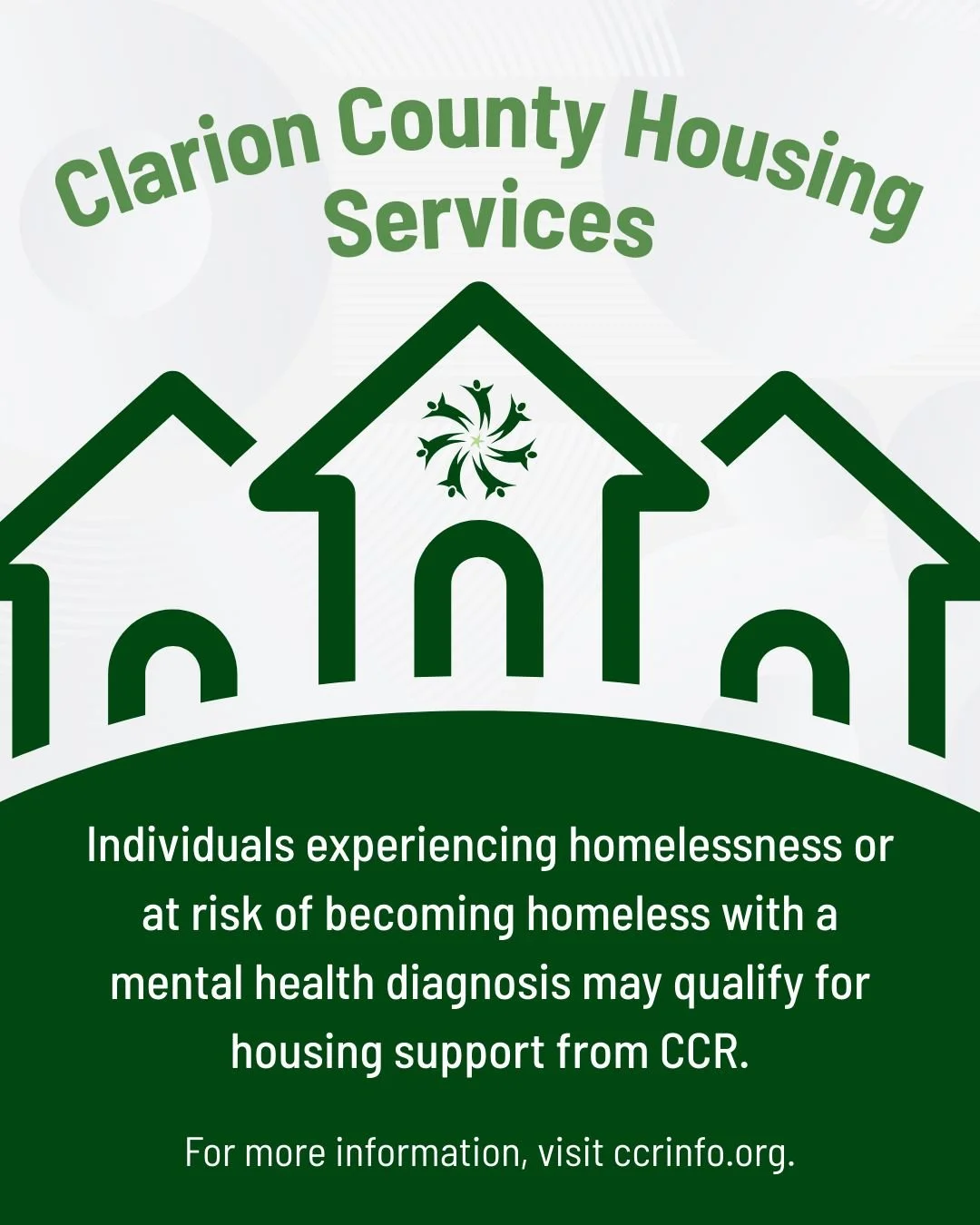 CCR's Housing Team will work with qualifying individuals to assess their current housing needs, connect them to transitional or permanent housing, work on life skills, complete referrals for other service providers, and more. 

Housing services requi