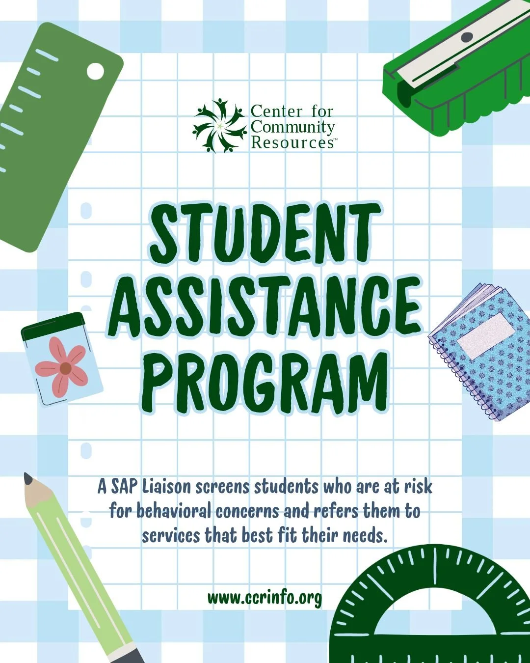 CCR&rsquo;s Student Assistance Program (SAP) helps students navigate mental health, substance use, behavioral concerns, and grief. With parent or guardian consent, a CCR SAP Liaison can provide a free screening during school hours and work with your 