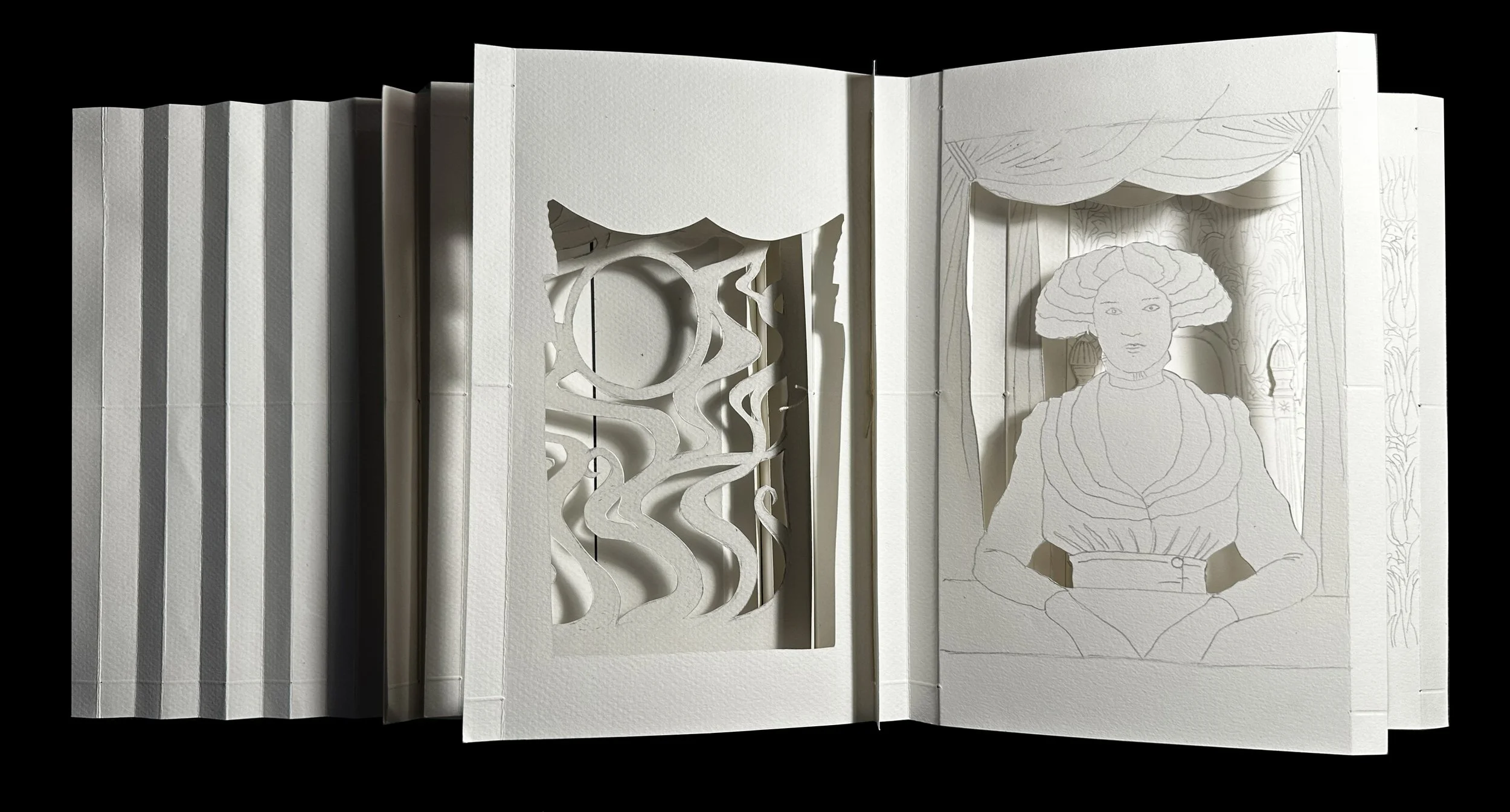 Spirit cabinet tunnel book half sewn.jpg