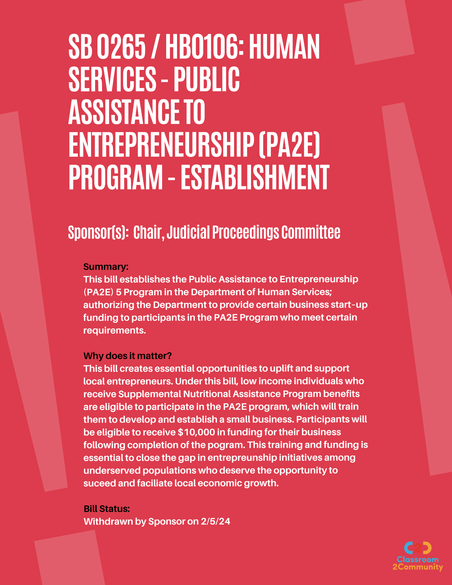 Legislative tracker — Classroom 2 Community