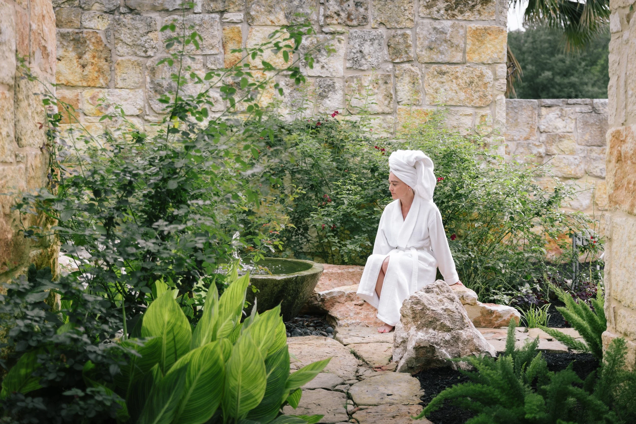 Spa garden with woman