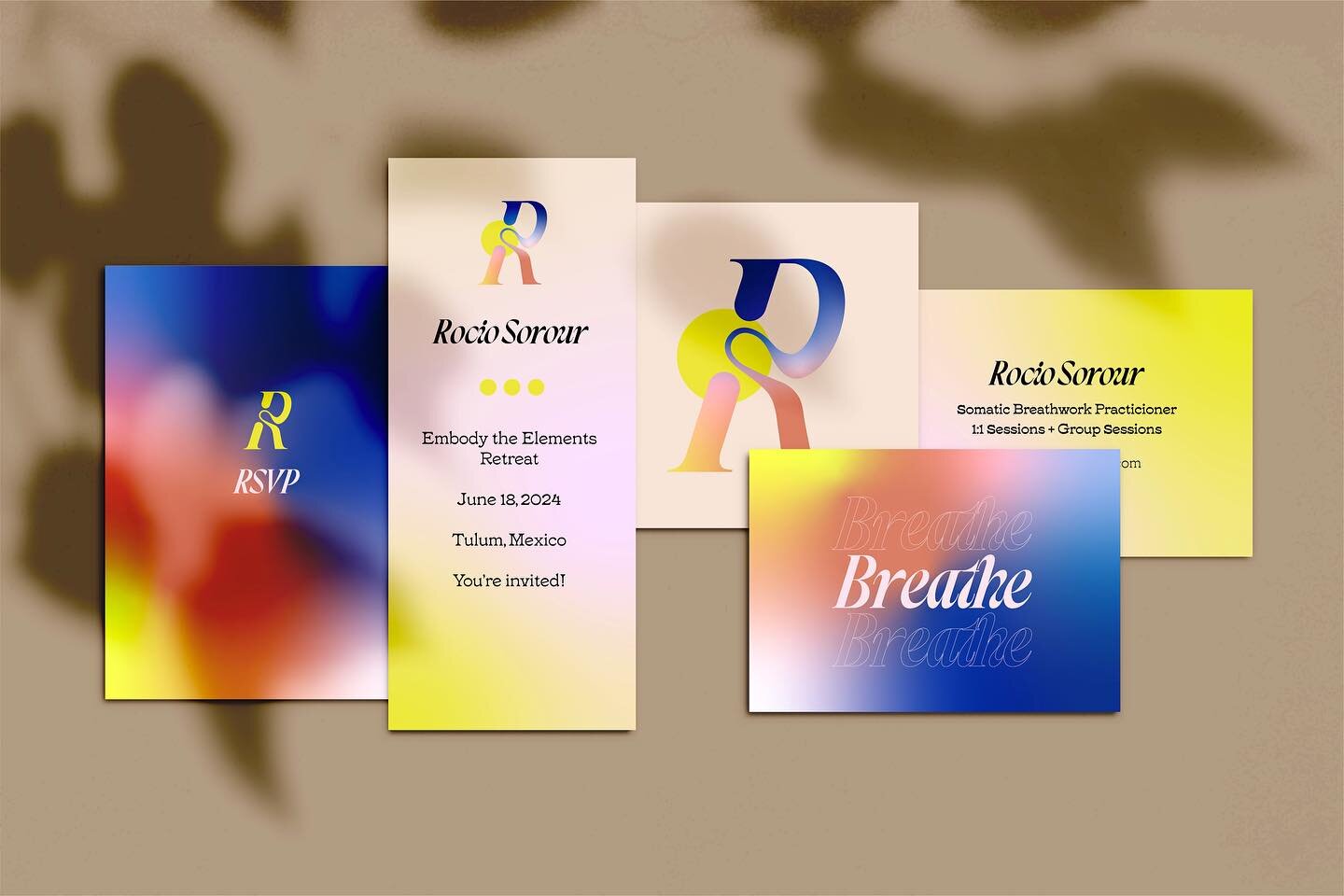 More branding work made for a dear friend and talented breathwork practitioner @rociosorour . I like how the logo kinda feels like it&rsquo;s breathing, and the colors feel vibrant and airy. That pop of yellow really enlivens it.