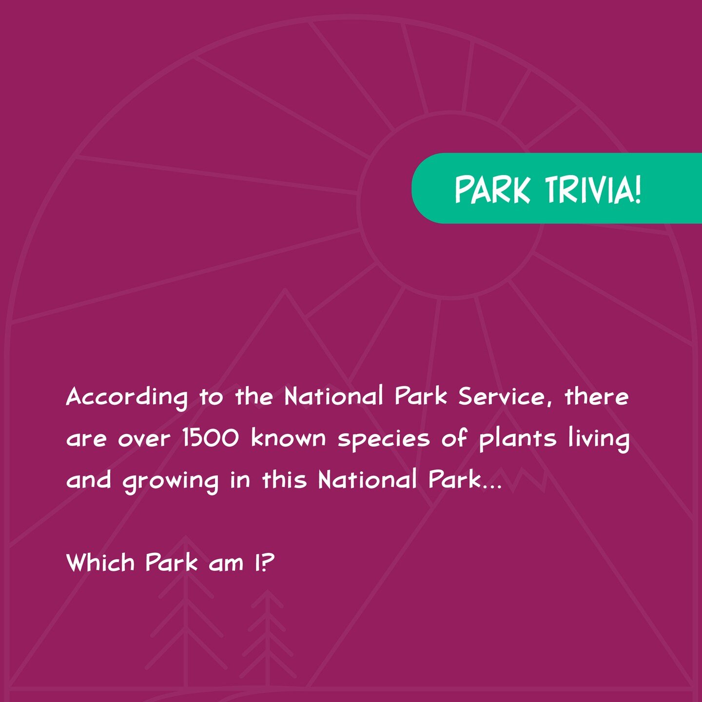 It's time for some Park Trivia!!!

This park is home to more than 1500 species of plants!! WOW!

Do you know which park it is?!?! Guess in the comments below before you swipe left to see the answer.

#ParksPublishing #NationalParks
#FindYourPark #Exp