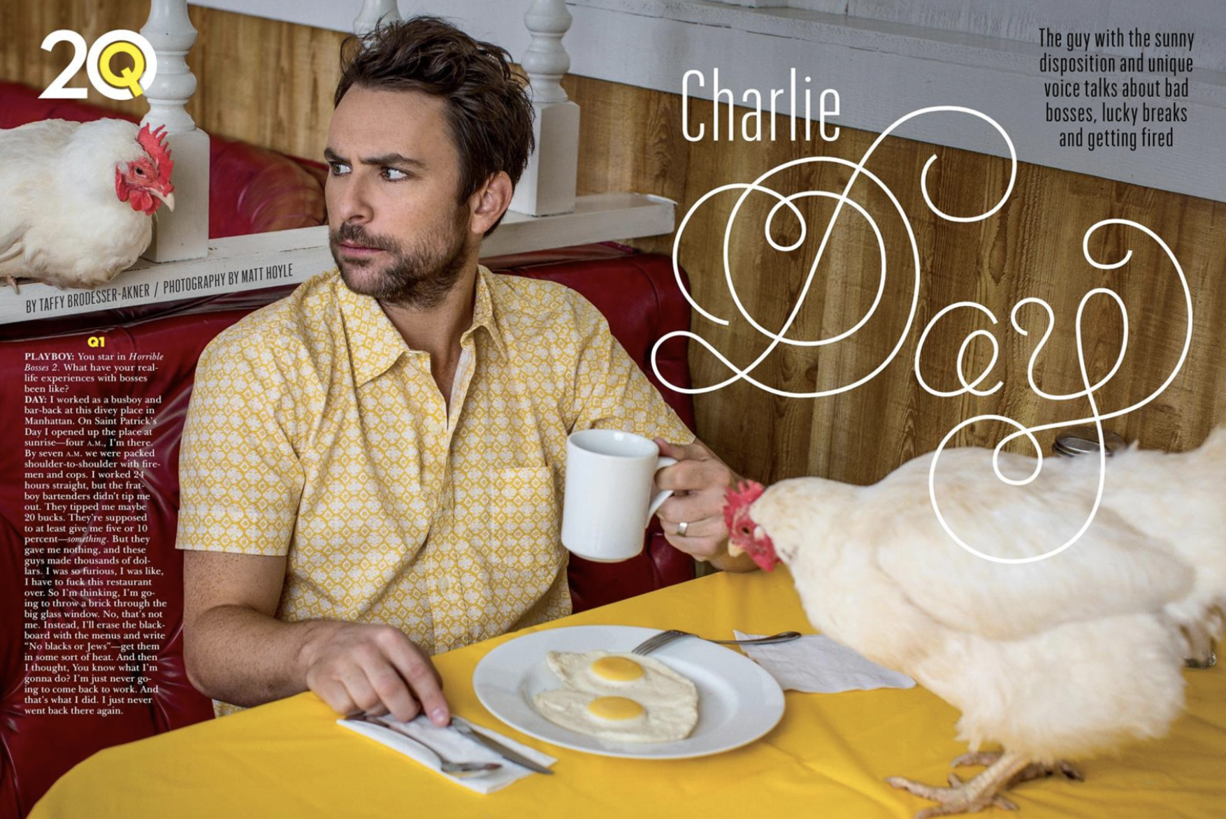 Charlie Day photographed for Playboy. Click link for video from the shoot. 
