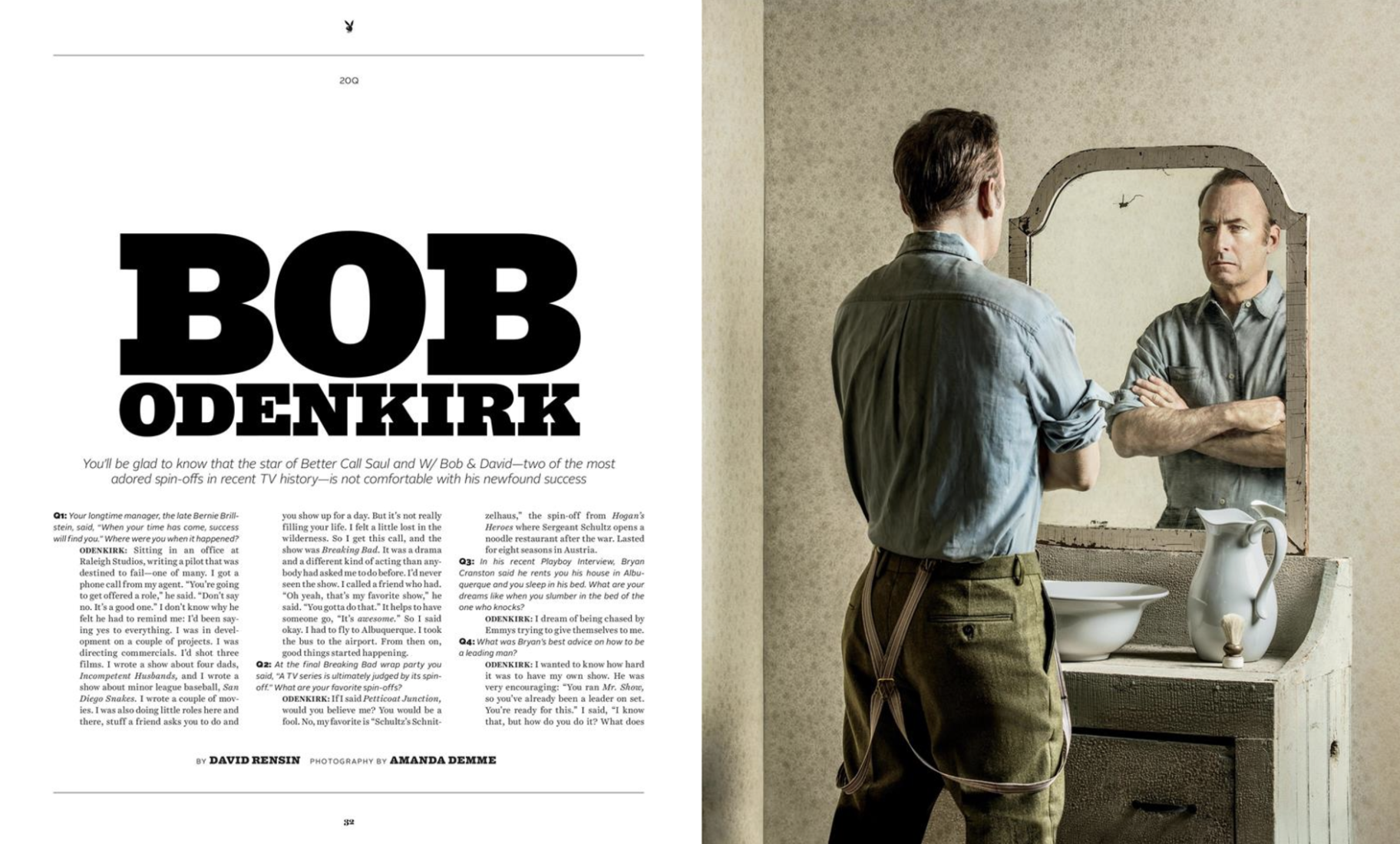 Bob Odenkirk photographed for Playboy. Click link for video from the shoot. 