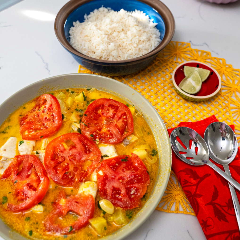 Halibut Moqueca with Green Papaya (Brazilian Coconut Fish Stew)