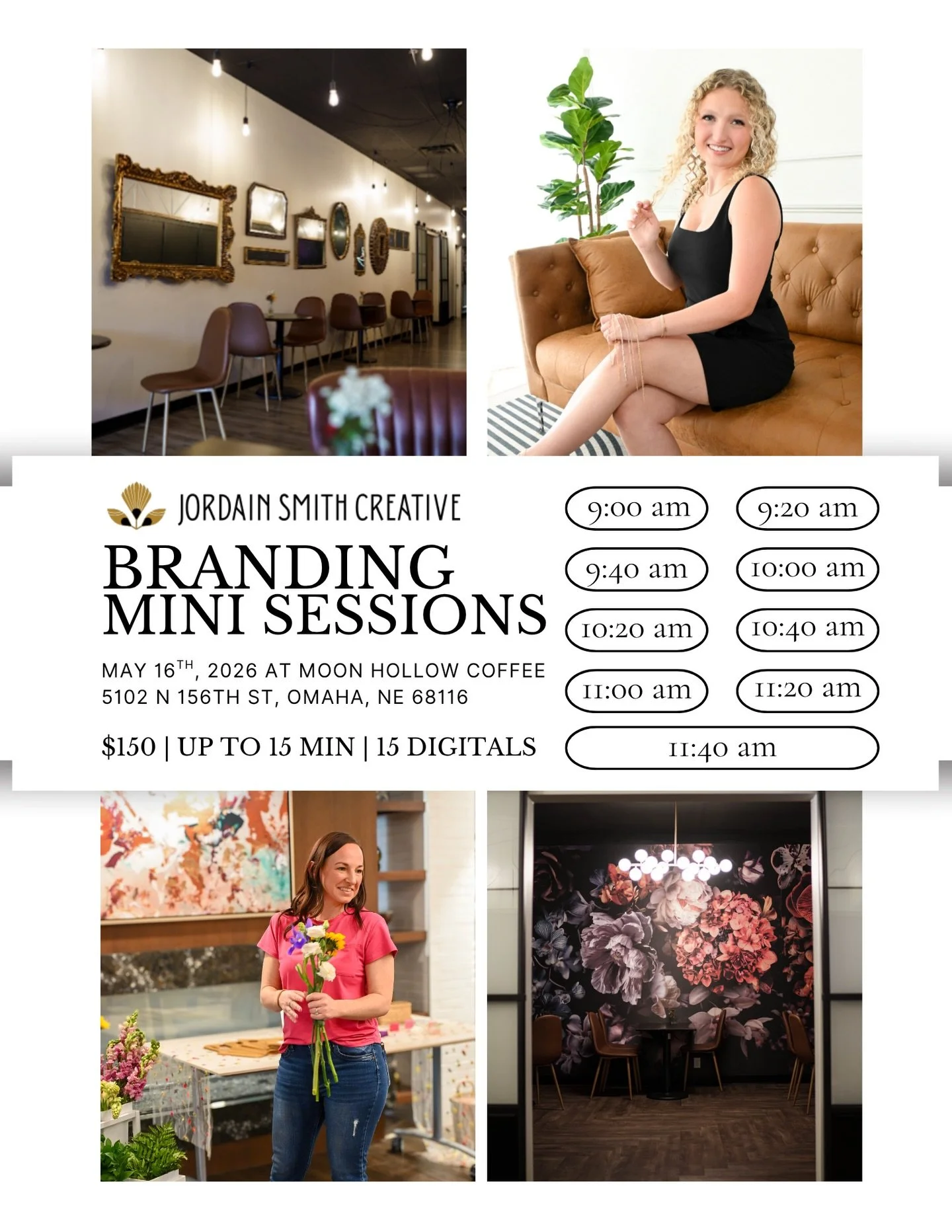Branding Mini Sessions are officially happening and I could not be more excited about this.
On May 16th I will be set up at Moon Hollow Coffee in Omaha for a full morning of mini sessions designed to give you professional branded content without the 