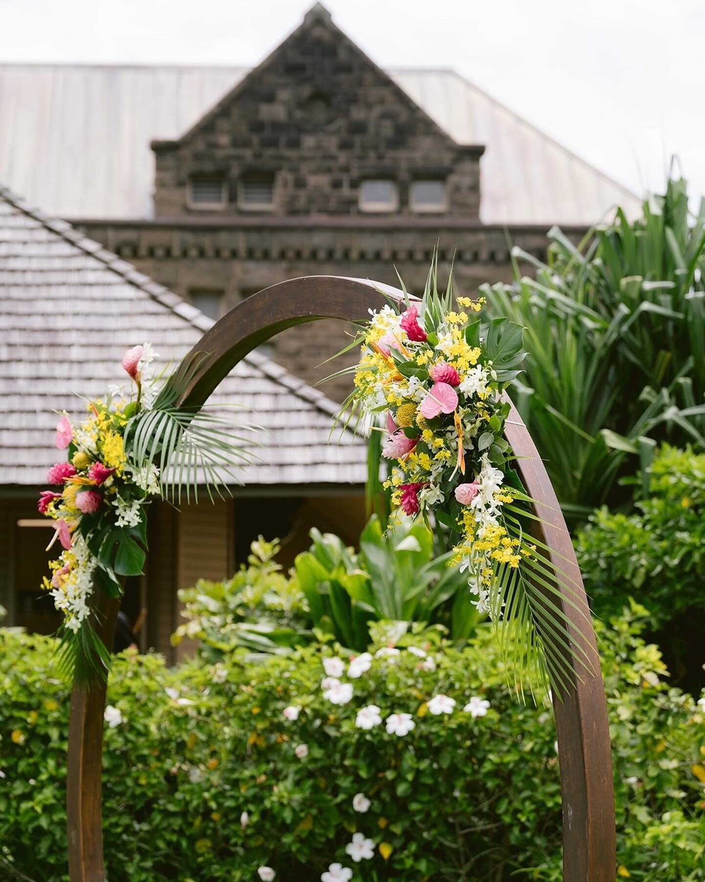 These tropical flowers look amazing on this rounded arch with the beauty of a lush greenery back drop 🌺 it all goes together so well. 

⠀⠀⠀⠀⠀⠀⠀⠀⠀
Flowers: @mangohousefloral
Photography: @_thepresentperfect
Rentals: @pacificpartyrentals
Venue: @bisho