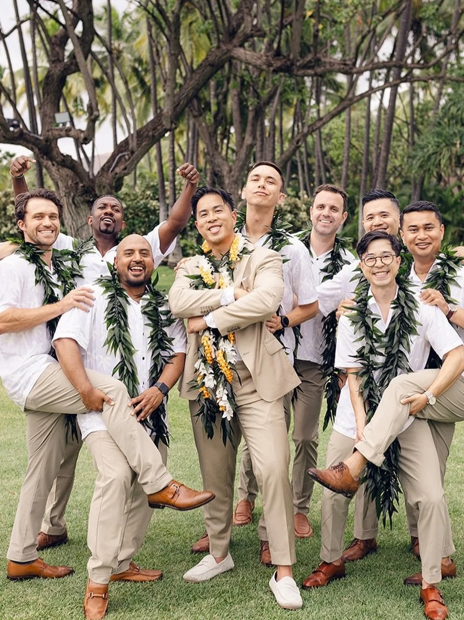 The groom&rsquo;s crew: equal parts support system and comic relief. 🤍😄
Proof that every great groom needs a solid group of guys by his side.

wedding planner: @neuevents 
photography: @_thepresentperfect
venue: @lanikuhonua 

#weddingplanner #wedd
