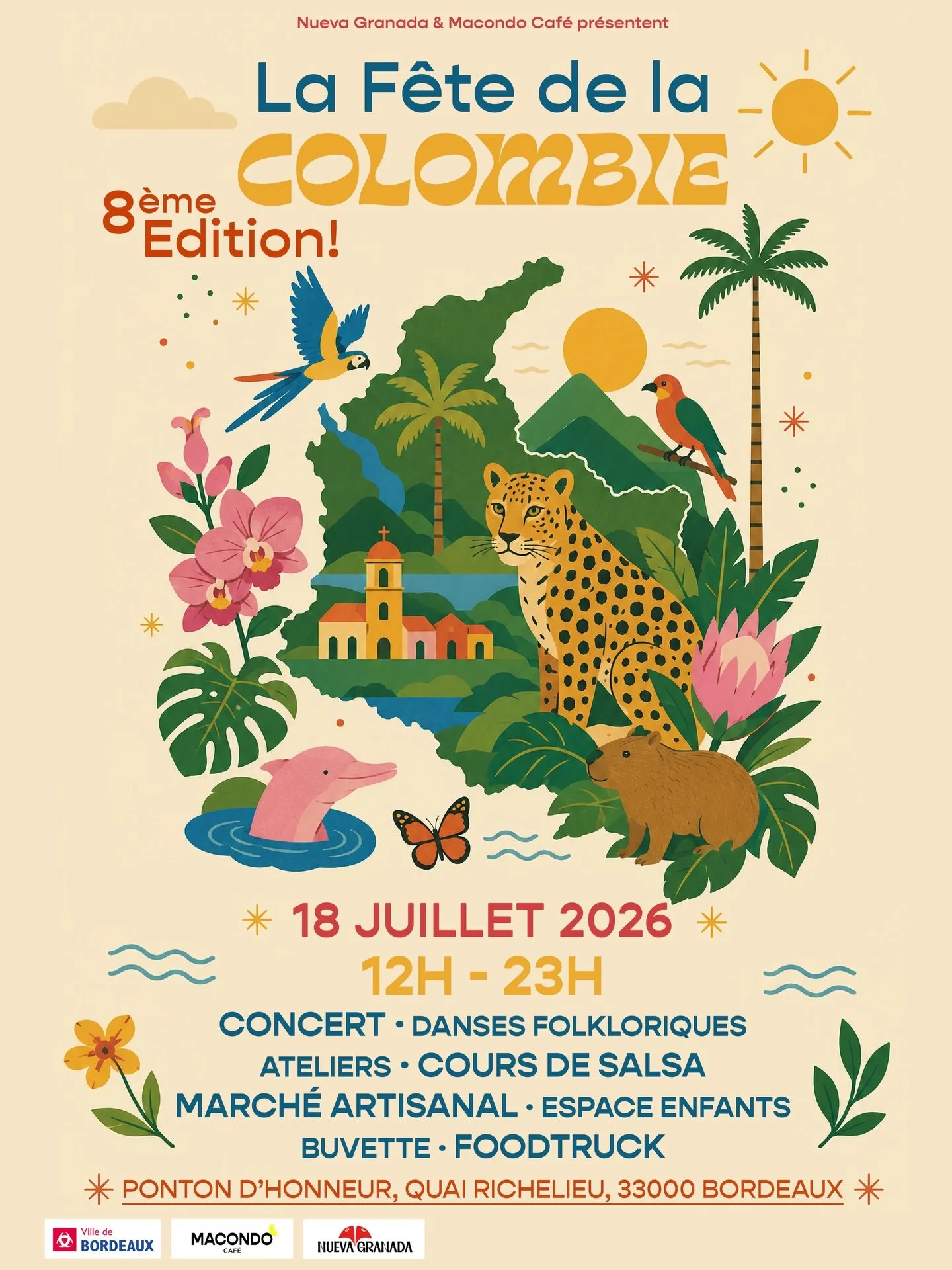 🇨🇴✨ La F&ecirc;te de la Colombie est de retour &agrave; Bordeaux ! ✨🇨🇴

Pr&eacute;parez-vous &agrave; vivre une journ&eacute;e haute en couleurs, en musique et en saveurs pour c&eacute;l&eacute;brer toute la richesse de la culture colombienne ! ?