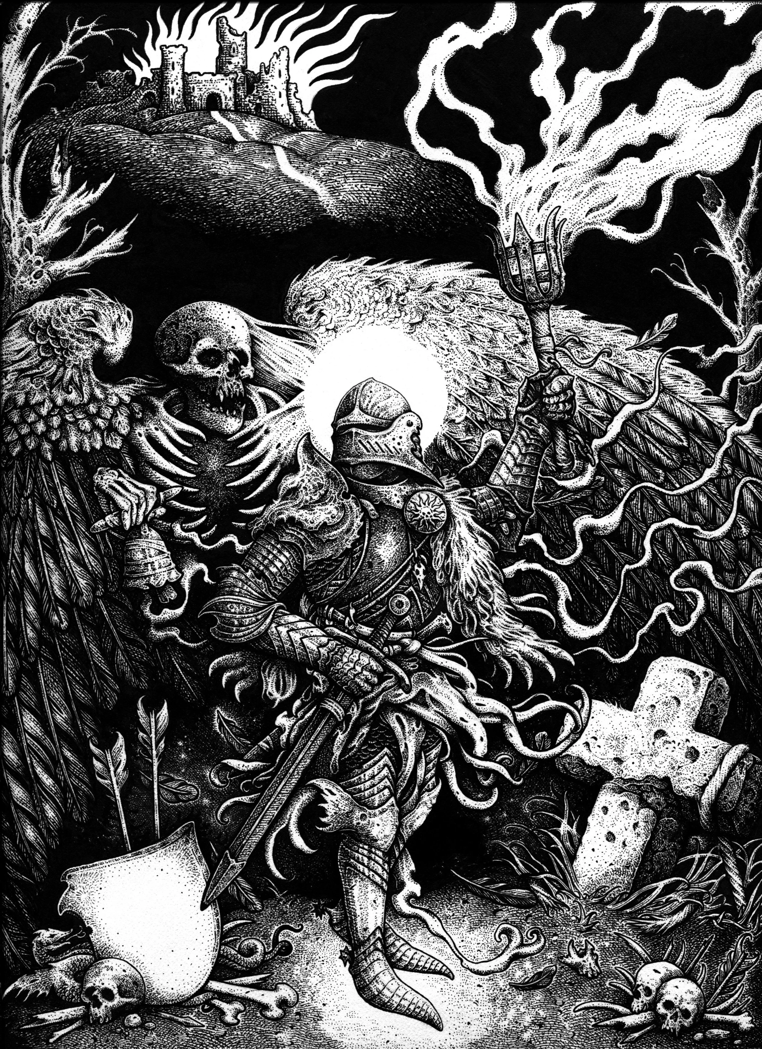 Eric Sahlsten - Knight, Death and the Devil (after Durer)