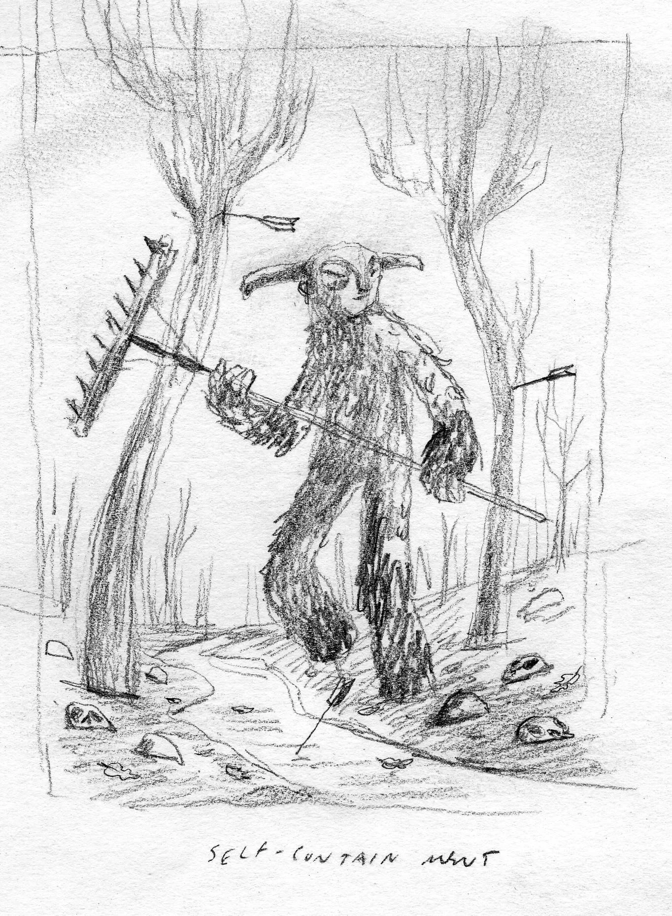 Red Nose Studio - Self Containment, Doing One's Best to Hold it all Together When the Demons Come - Prelim Sketch