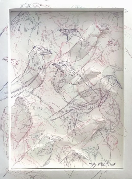 Tiffany Miller Russell "Essence of Raven: Pink and Blue #1"