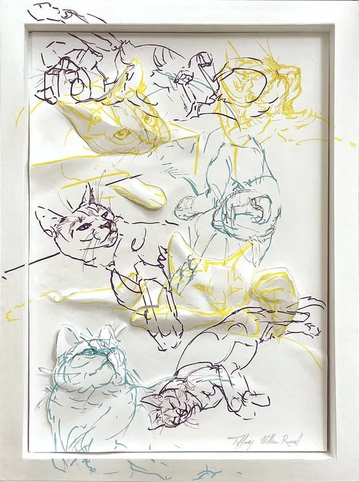 Tiffany Miller Russell "Essence of Cat: Mako in Yellow, Purple, and Blue #1"