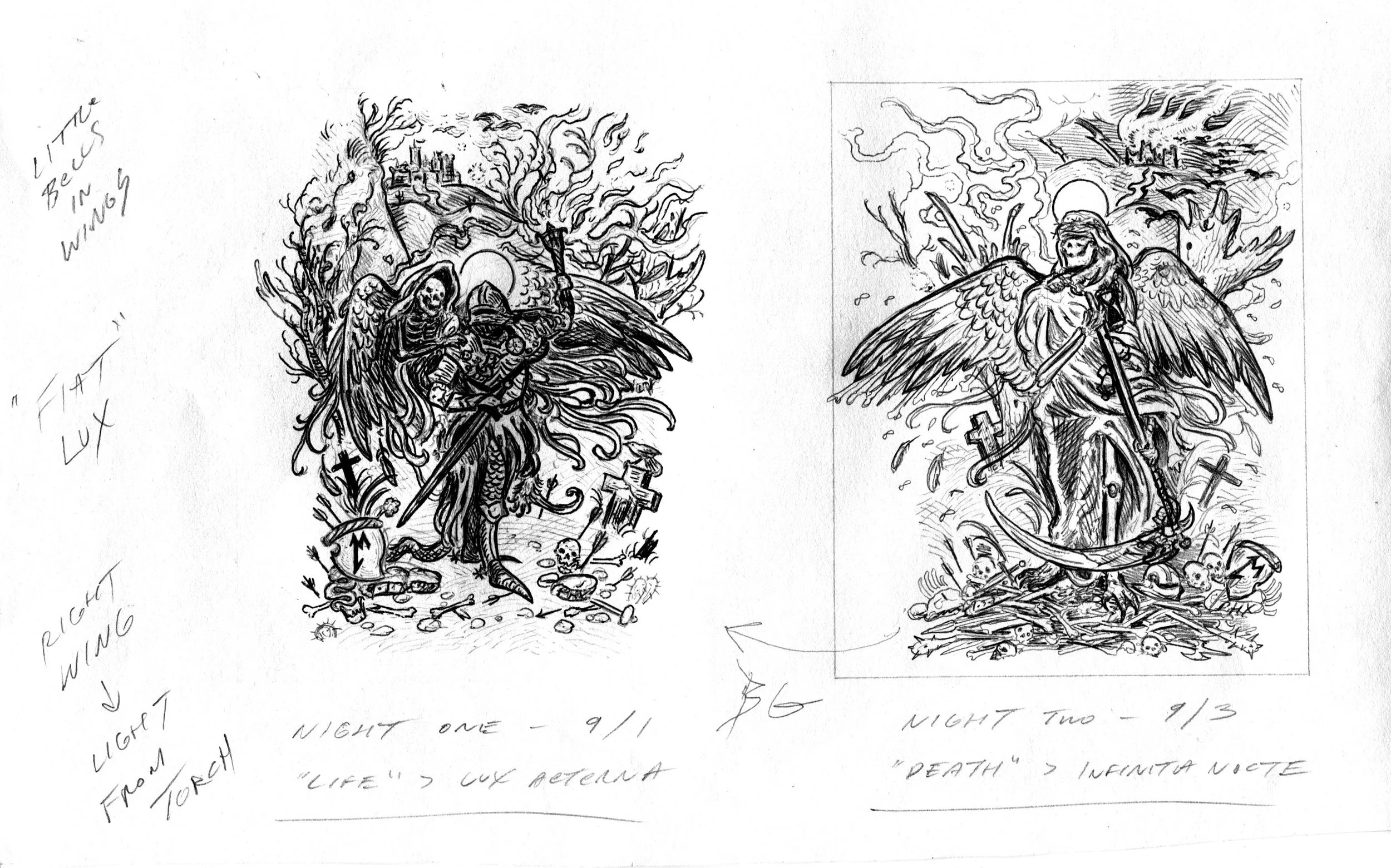 Eric Sahlsten - Knight, Death and the Devil (after Durer) Prelim Sketch