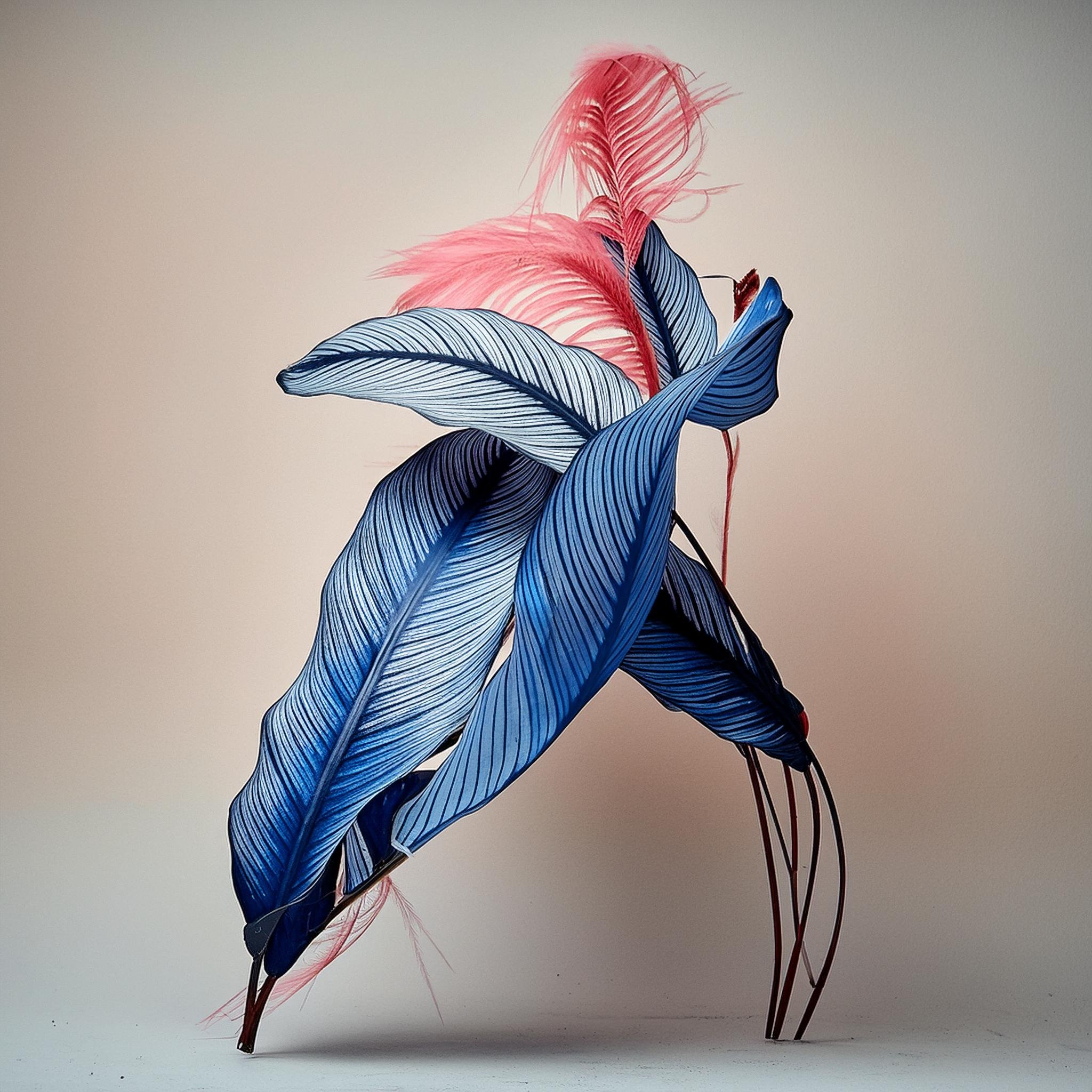 Firefly a thin structure of beautiful tropical blue leaves intertwined with some pink threads flutte (4).jpg
