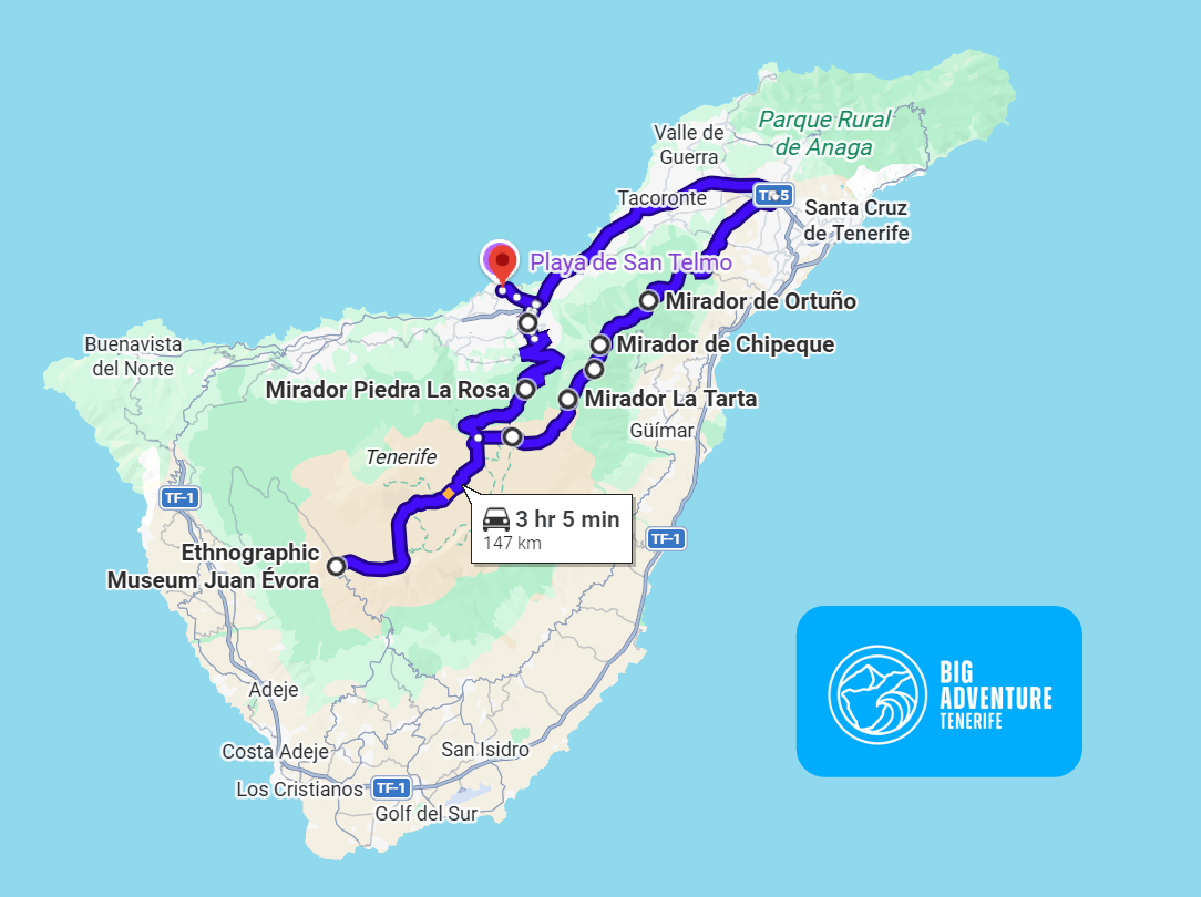 Google maps  route map of Tenerife