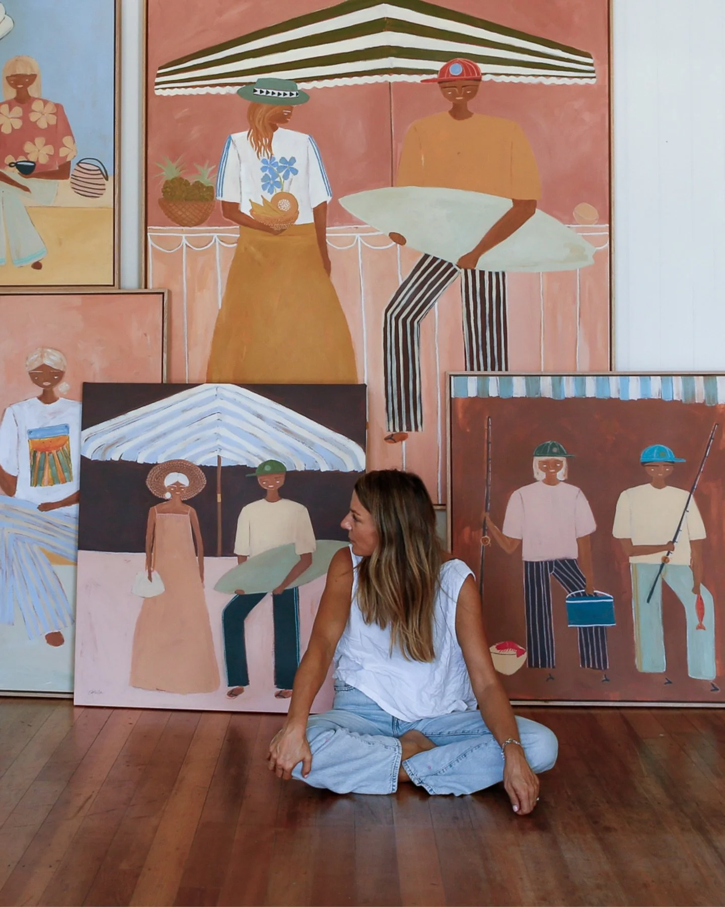 A morning with artist @gabriellediamantis at her beachside studio, shooting her upcoming print collection Painting Moments. 

So. Many. Goodies. A colourful celebration of the little moments that make up friendship and family time. Pic 3 &lsquo;Coffe