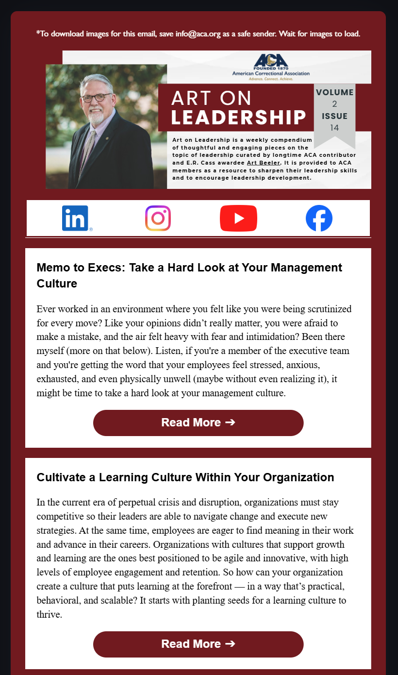 ACA Newsletter Redesigns
