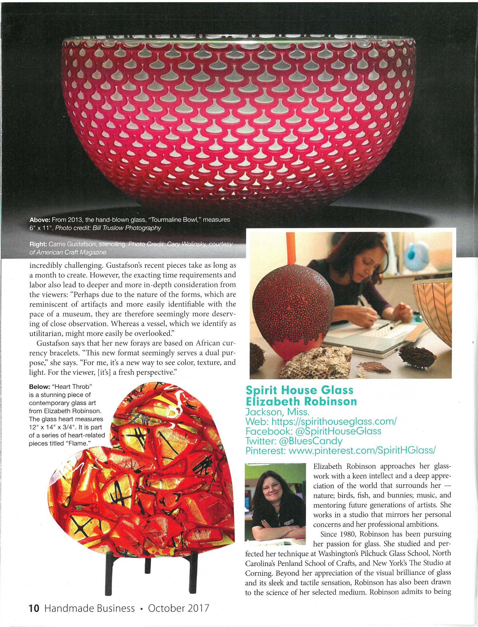 Optical Illusions article featuring Carrie Gustafson and her hand-blown glass creations