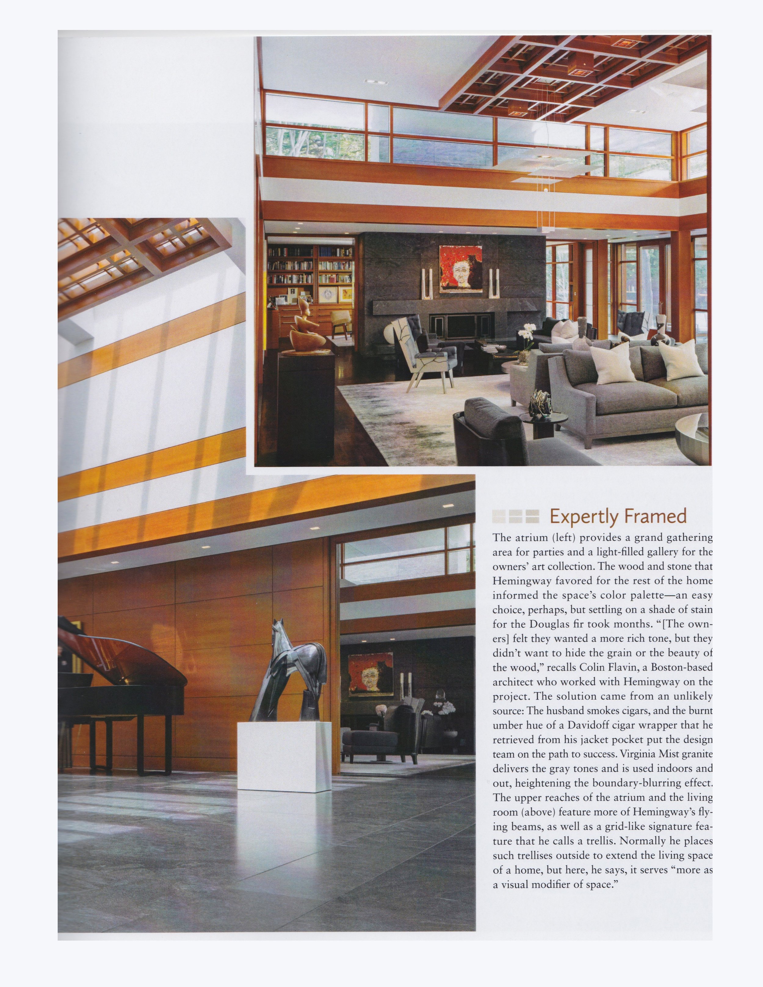 Fresh Perspectives article featuring Carrie Gustafson's custom glass lighting designs in collaboration with lighting designer Josh Feinstein and architect Colin Flavin