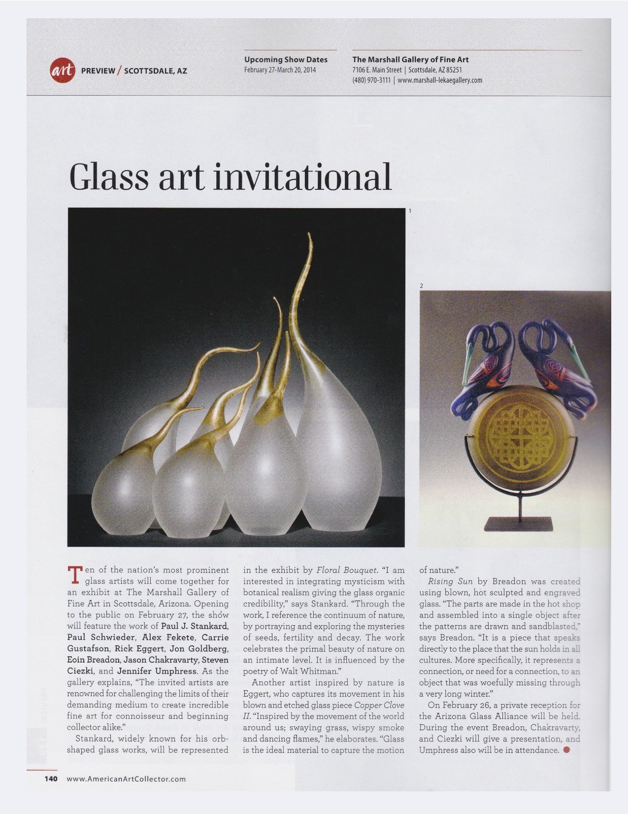 Glass art invitational article featuring Carrie Gustafson