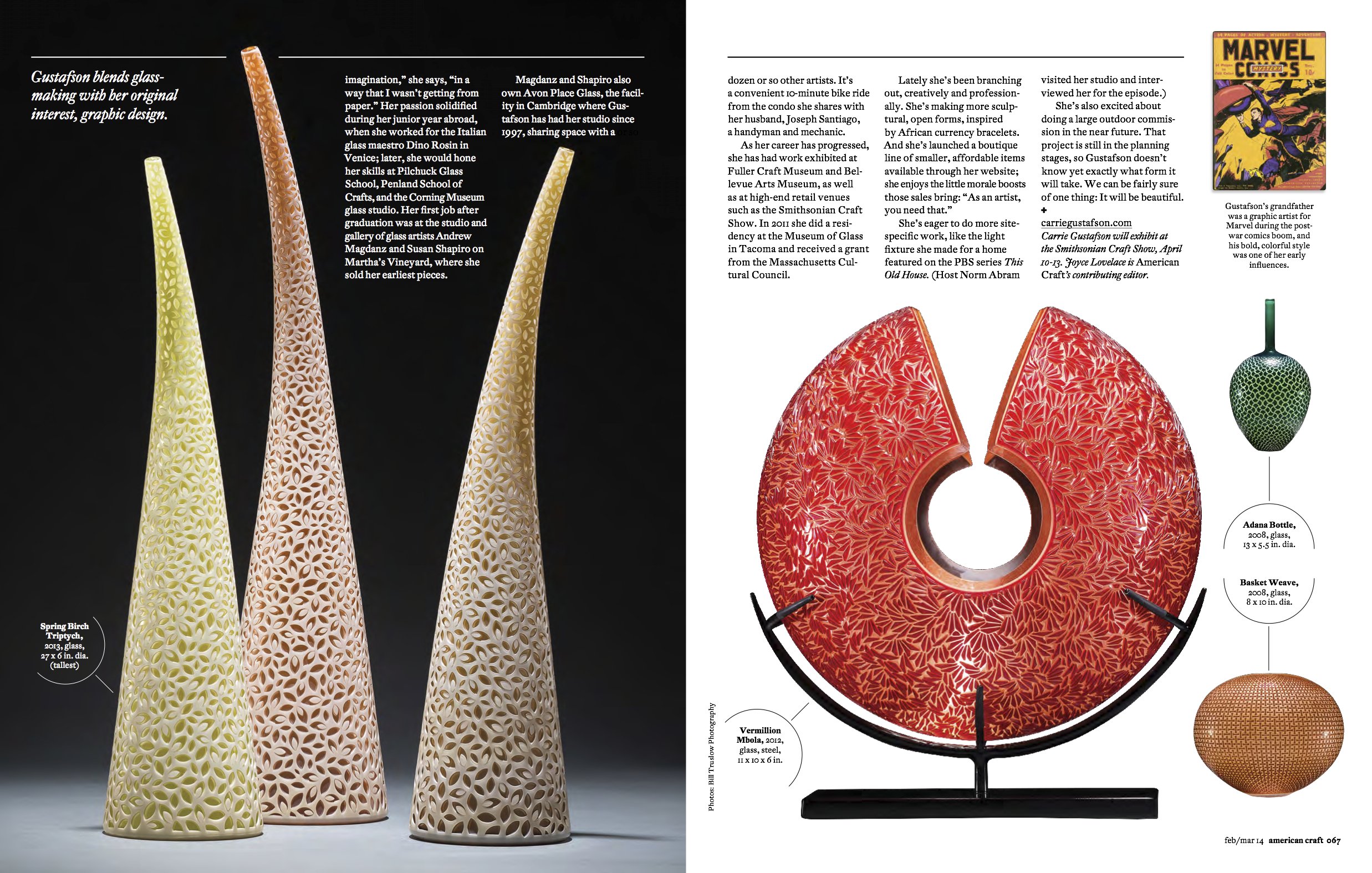 Bespoke glass designs in American Craft Magazine