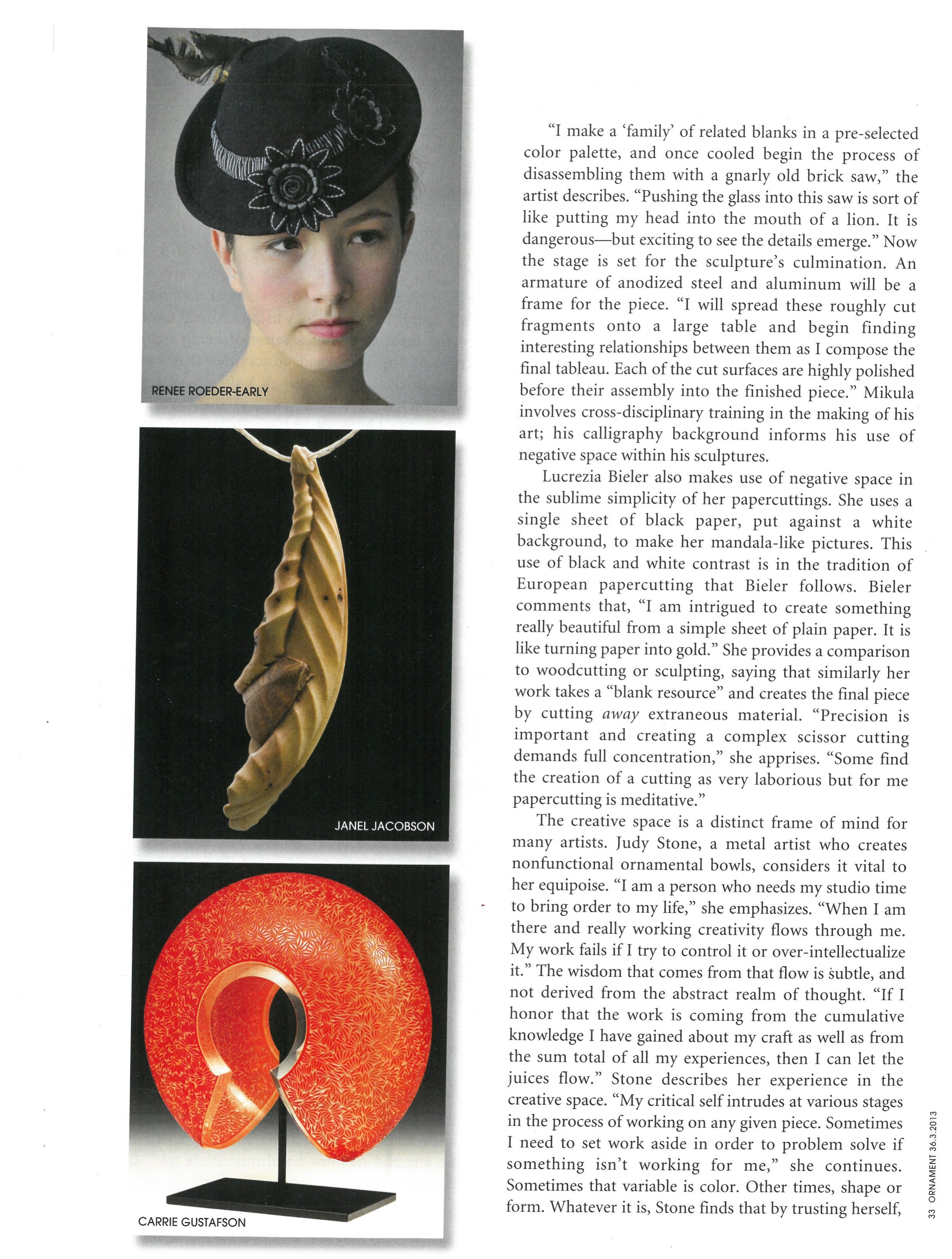 Ornament Magazine article featuring hand-blown glass by Carrie Gustafson