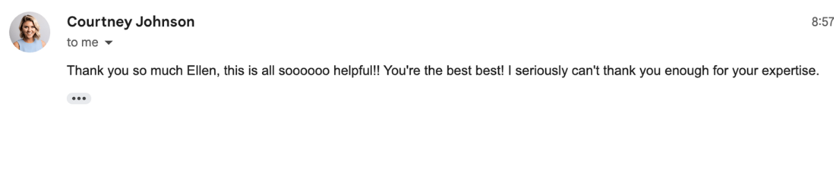 Courtney Johnson praise for Ellen Polk