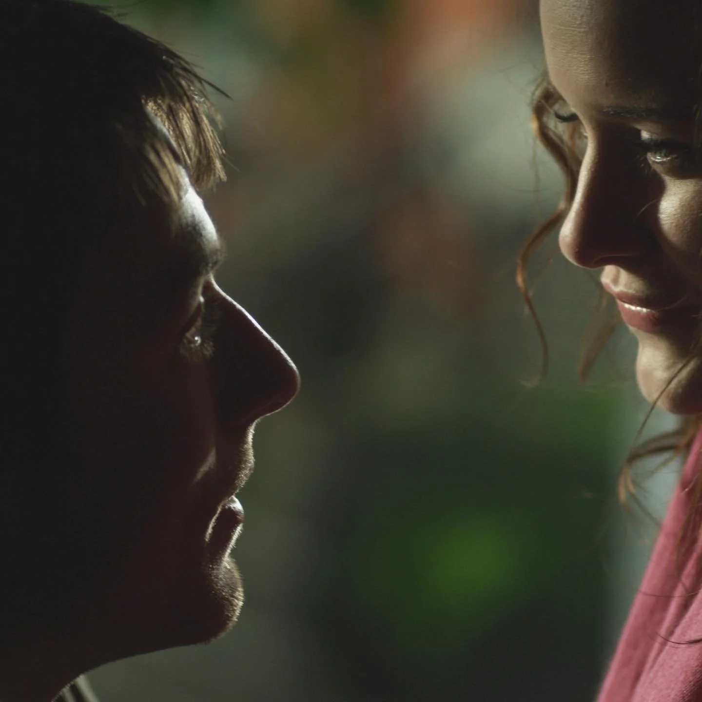 Patrick Murney in an emotional close-up scene with a fellow actor.